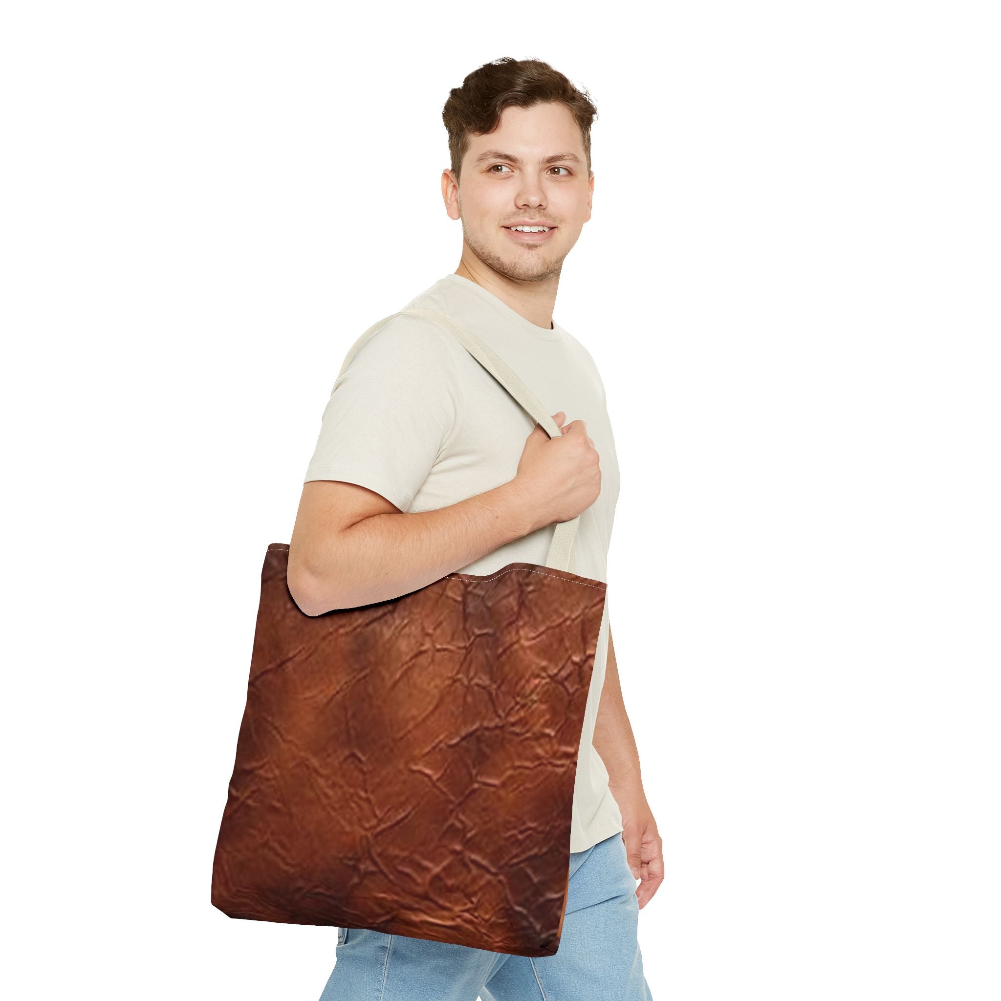 Canvas Tote Bag - Bison Leather Print Eco-Friendly Carryall for Everyday Use