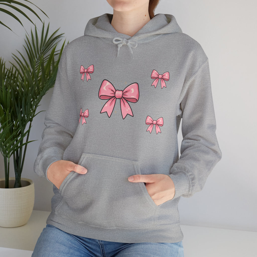 Pink Ribbon Bow Hoodie — Cute Pastel Bow Graphic Sweatshirt