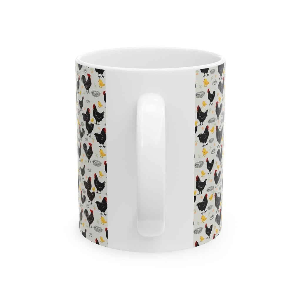 Farmhouse Chicken Pattern Ceramic Mug - Fun Gift for Poultry Lovers