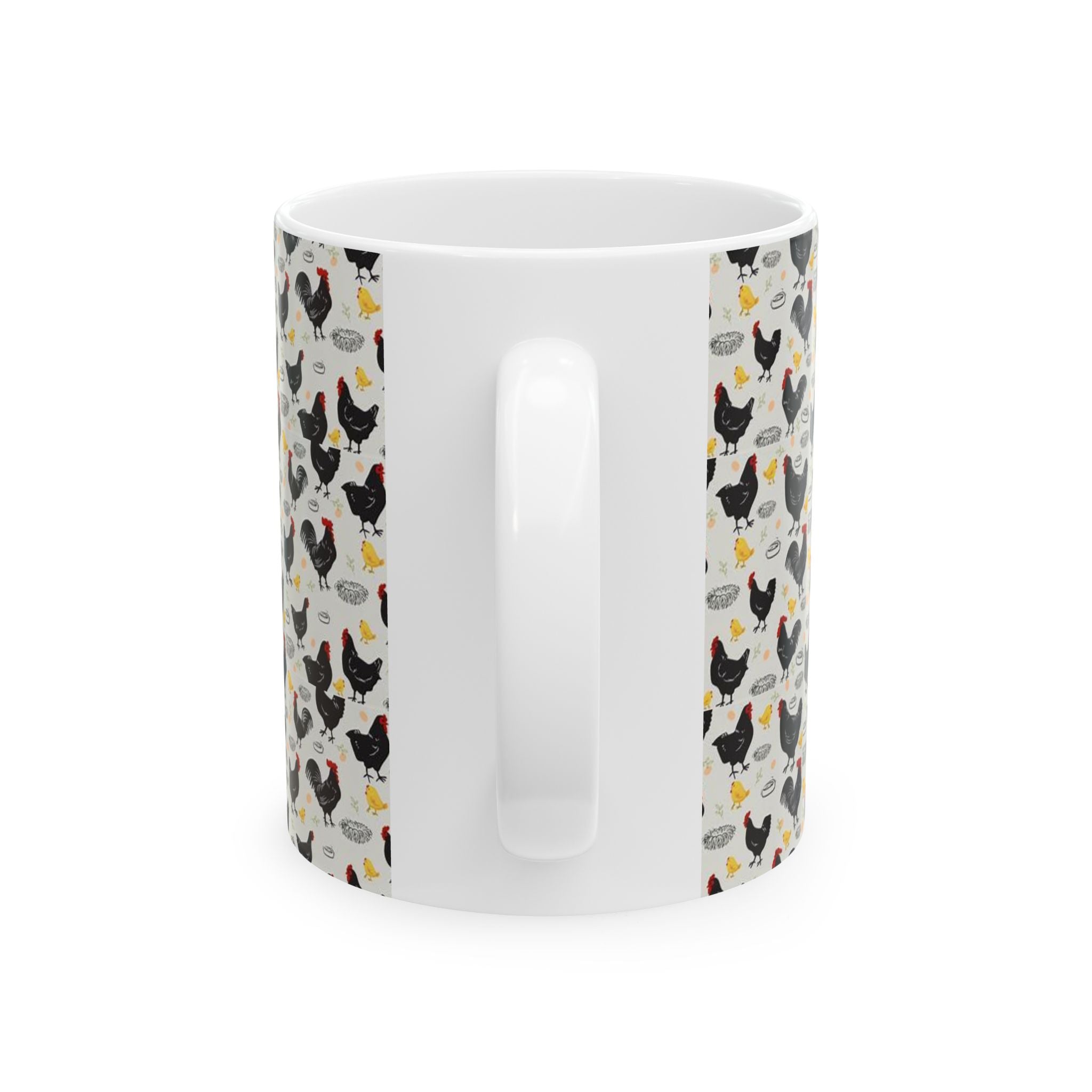 Farmhouse Chicken Pattern Ceramic Mug - Fun Gift for Poultry Lovers