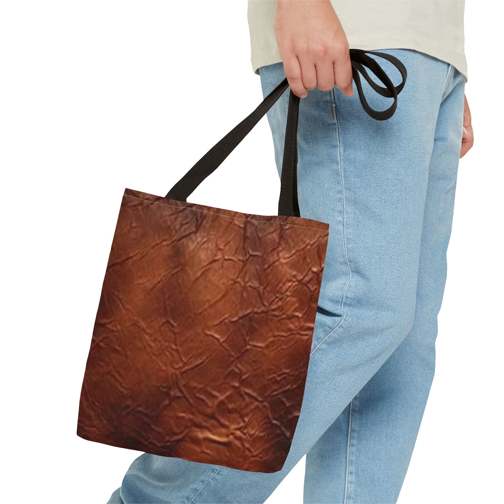 Canvas Tote Bag - Bison Leather Print Eco-Friendly Carryall for Everyday Use