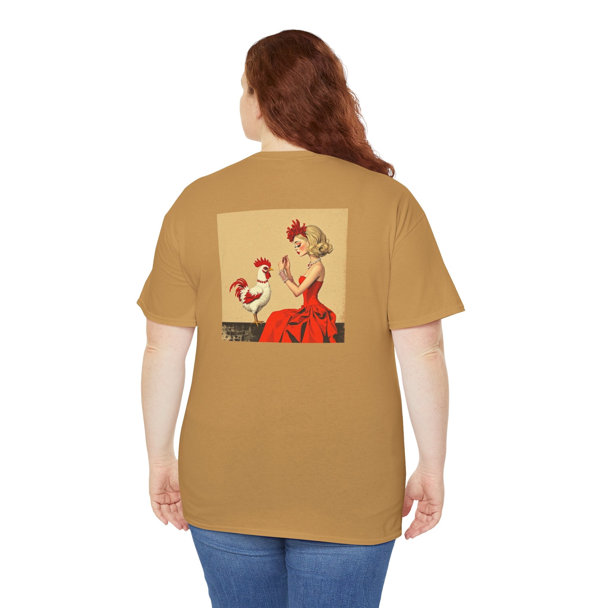 Ladies Cotton Tee - Just a Girl Who Loves Her Rooster, Casual Shirt, Farmhouse Humor Tee, Gift for Chicken Lovers, Vintage Style T-Shirt