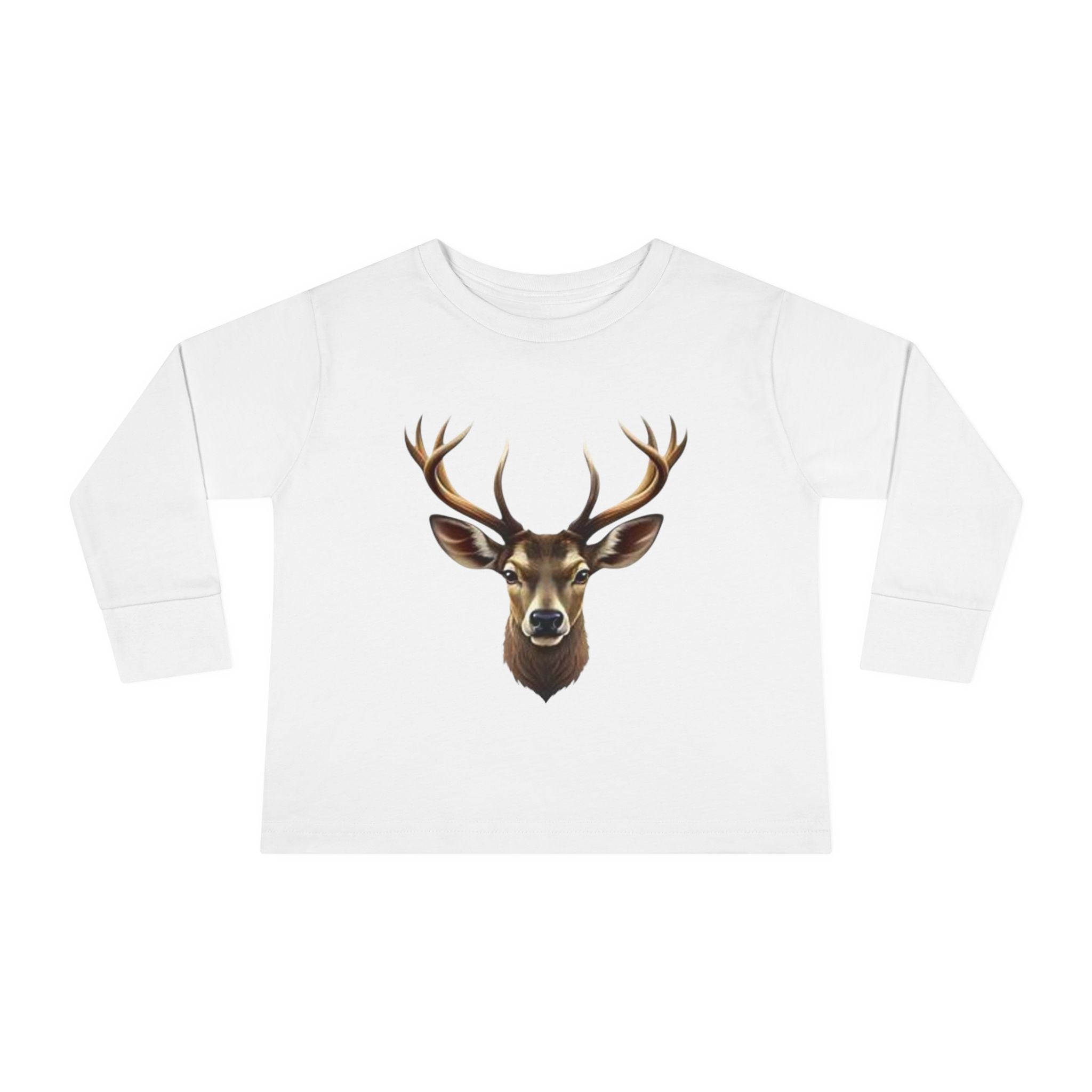 Toddler Long Sleeve Tee — Realistic Deer Head Illustration