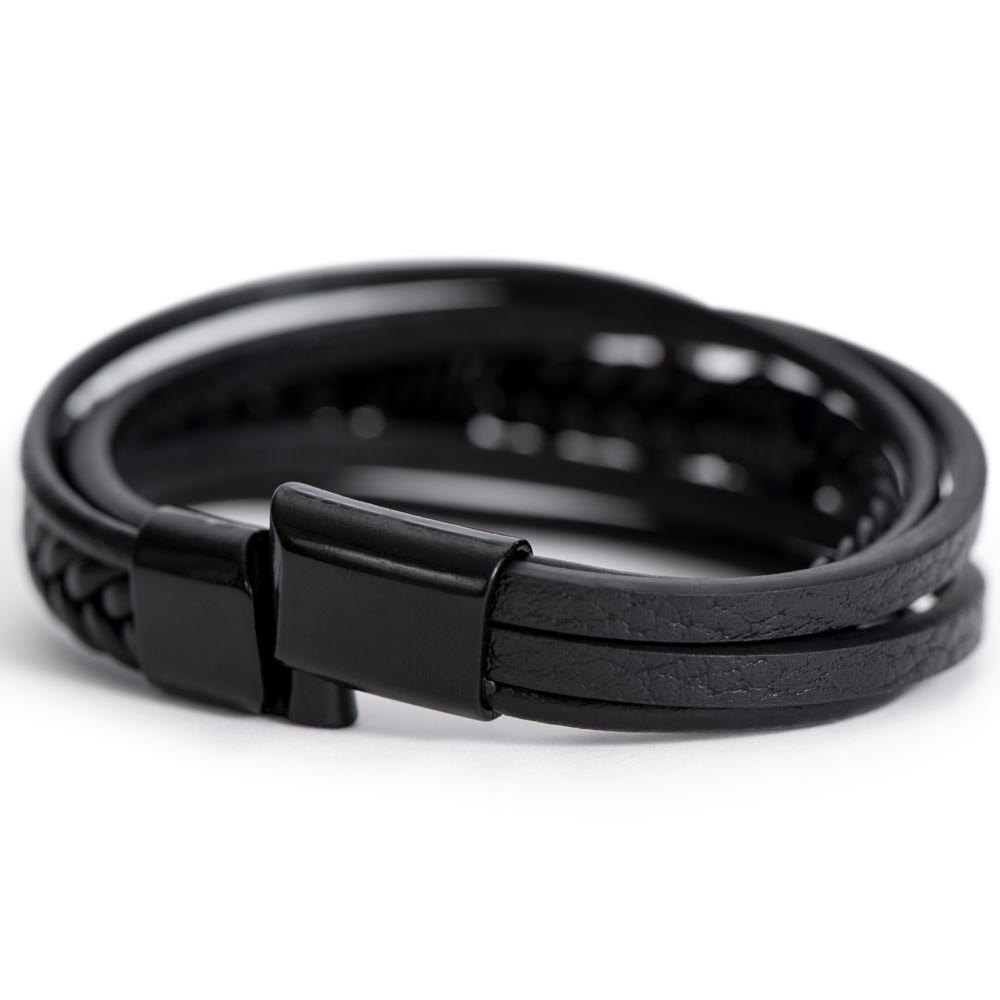 Men Vegan Leather Bracelet with Cross